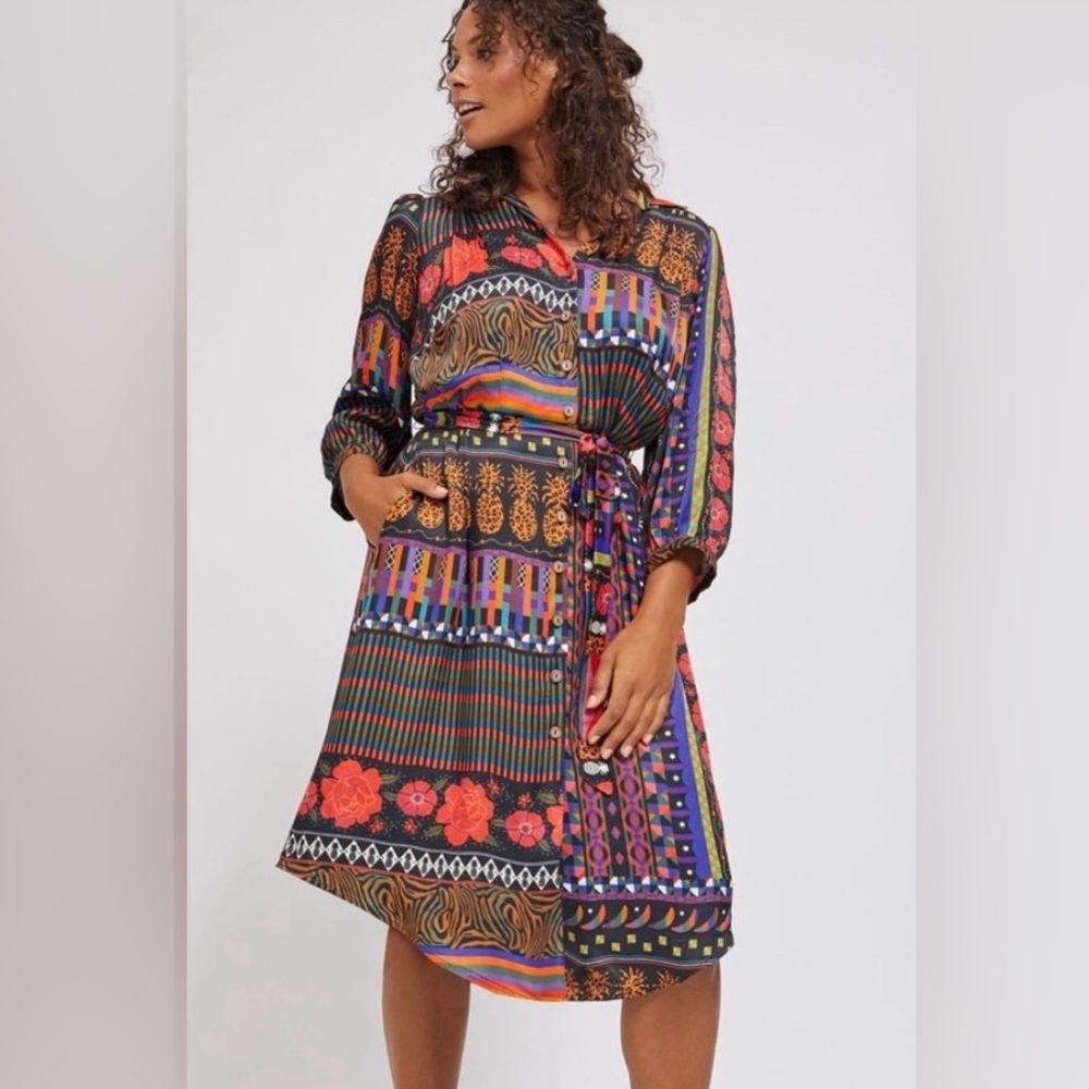 Anthrolologie Farm Rio Ciela Midi Shirtdress Sz XS